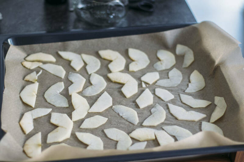Bandeja para hornear anillos de manzana