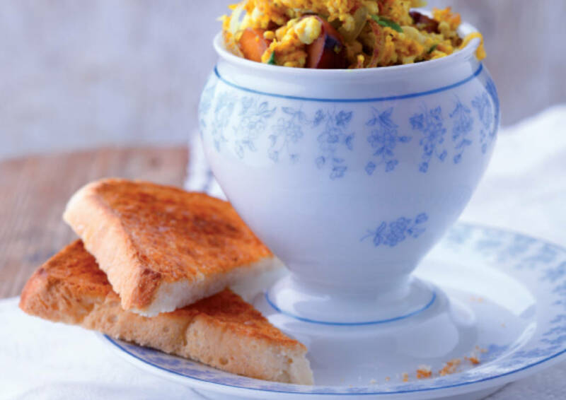 Sustituto de huevo para el desayuno: huevos revueltos