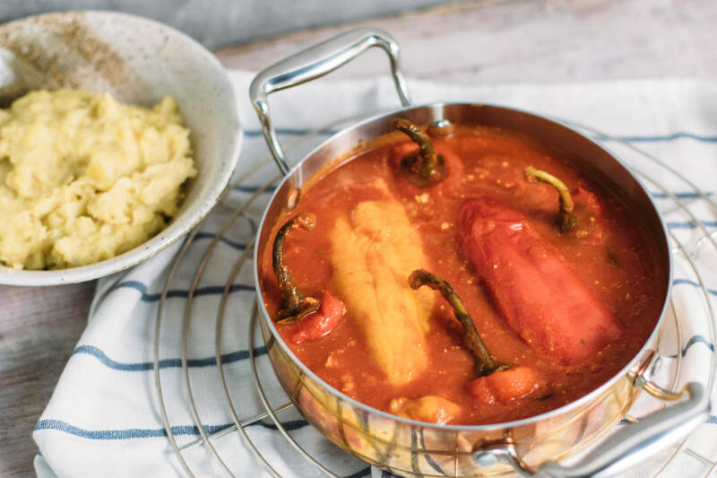 Pimientos rellenos con tofu y arroz