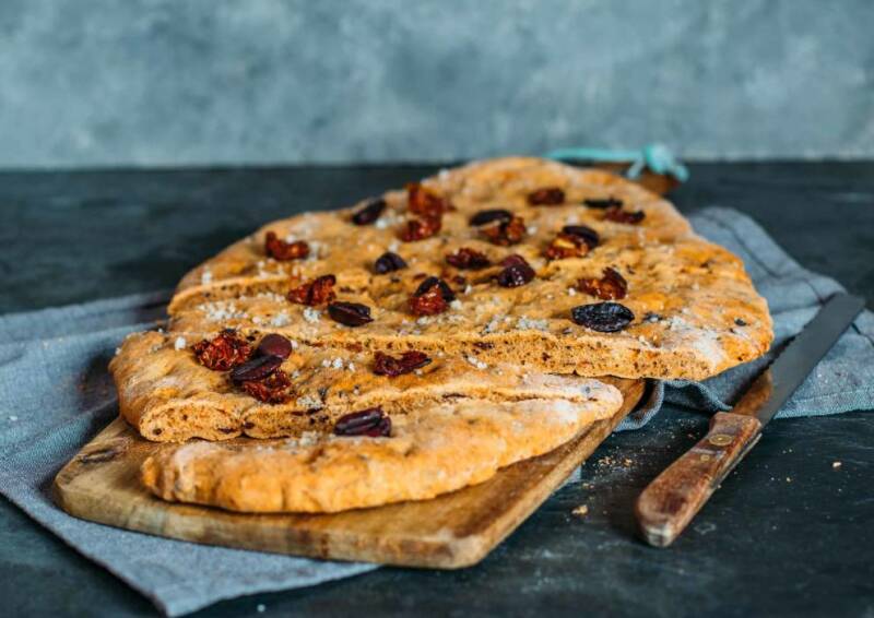 Foccacia de tomate y aceituna