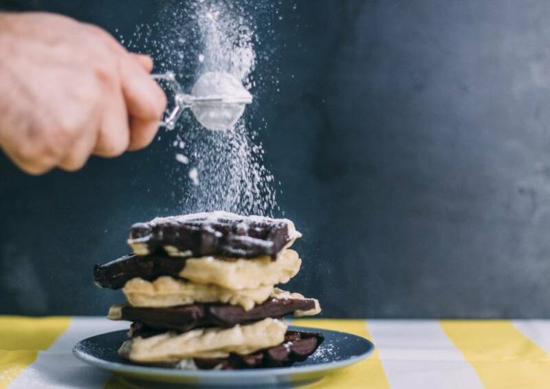 Waffles veganos de chocolate con vainilla