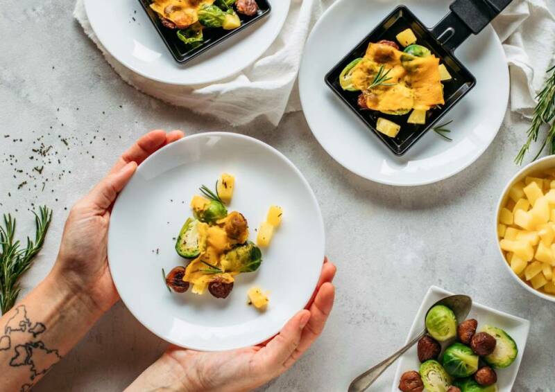 Sartén para raclette vegana