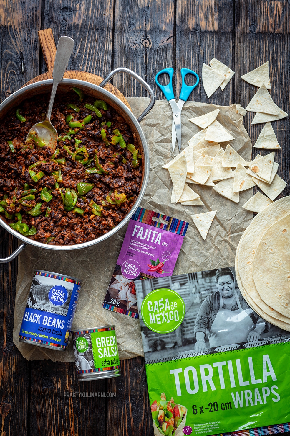 frijoles negros para nachos