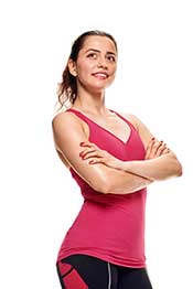 Atleta Joven Femenina Con Chaleco De Ejercicio.