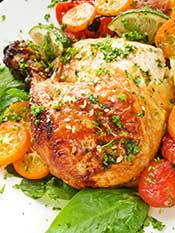 Pollo Asado Con Kumquats Y Tomates Cherry.