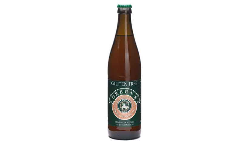 Tripel Greens Cerveza Sin Gluten. Botella marrón oscuro de cerveza verde Fionna Tripel.