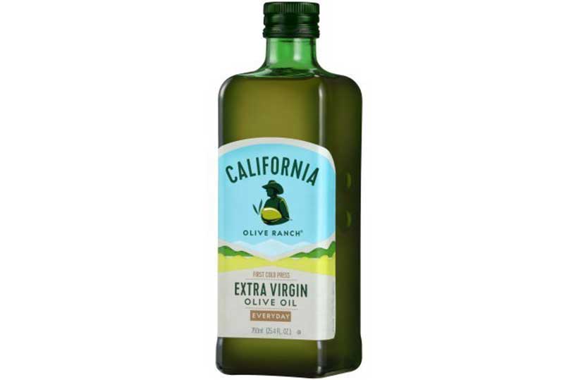 Botella de vidrio de aceite de oliva virgen extra de California Olive Ranch: una de las marcas más famosas.