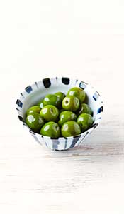 Cuenco Azul y Blanco de Aceitunas Castelvetrano.