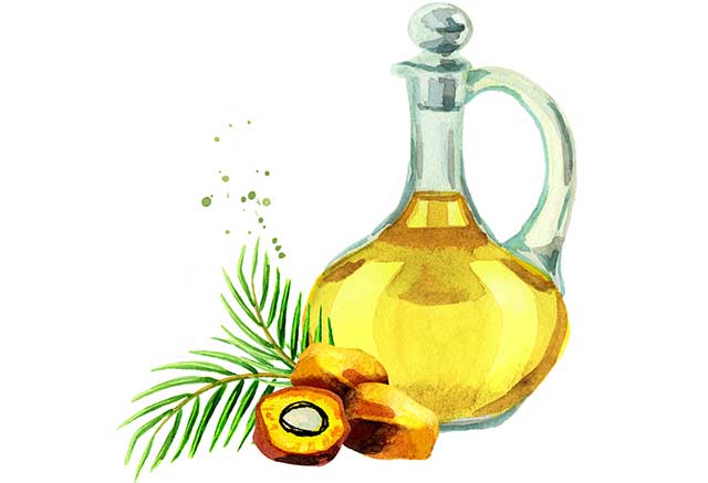 Tarro de cristal de aceite de palma refinado.