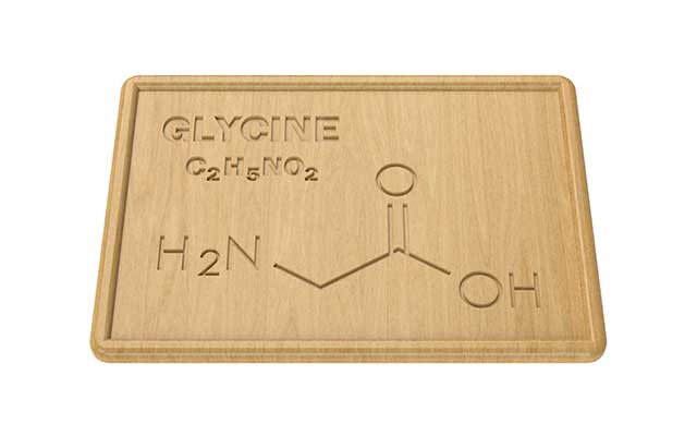Estructura química y fórmula de la glicina.