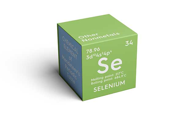 Elemento químico y símbolo del selenio mineral.